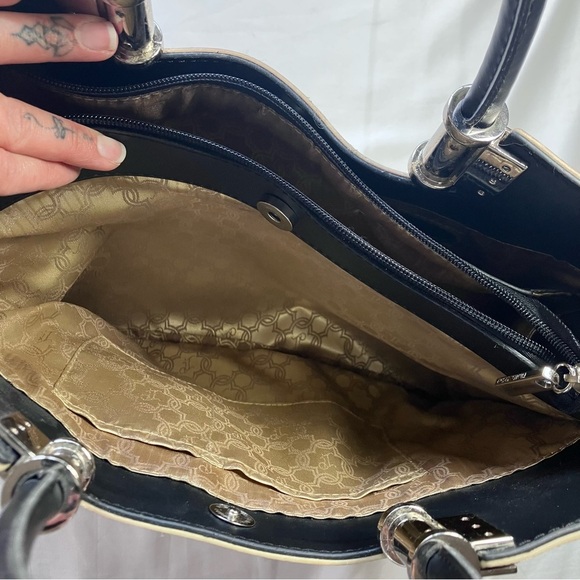 Ivanka Trump Black and Cream Structured Monogram Bag - Picture 15 of 16